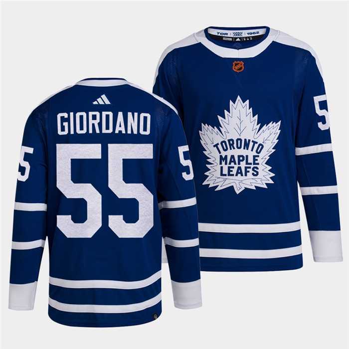 Men%27s Toronto Maple Leafs Black #55 Mark Giordano Blue 2022 Reverse Retro Stitched Jersey Dzhi->toronto maple leafs->NHL Jersey